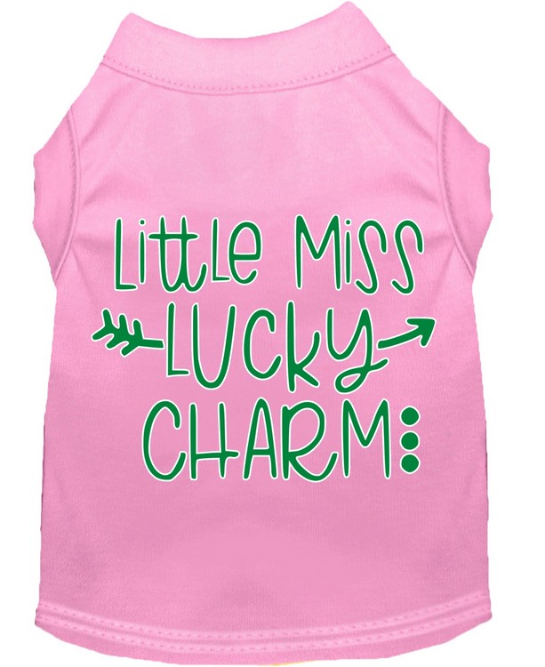 Little Miss Lucky Charm Screen Print Dog Shirt Light Pink XS